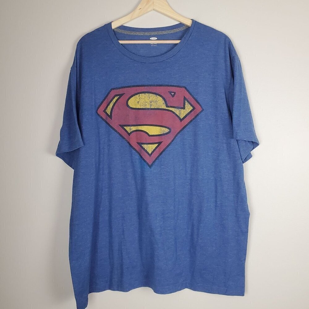 Old Navy Tshirt Men's Superman Shield Graphic Tee XXL Royal‎ Heather Blue